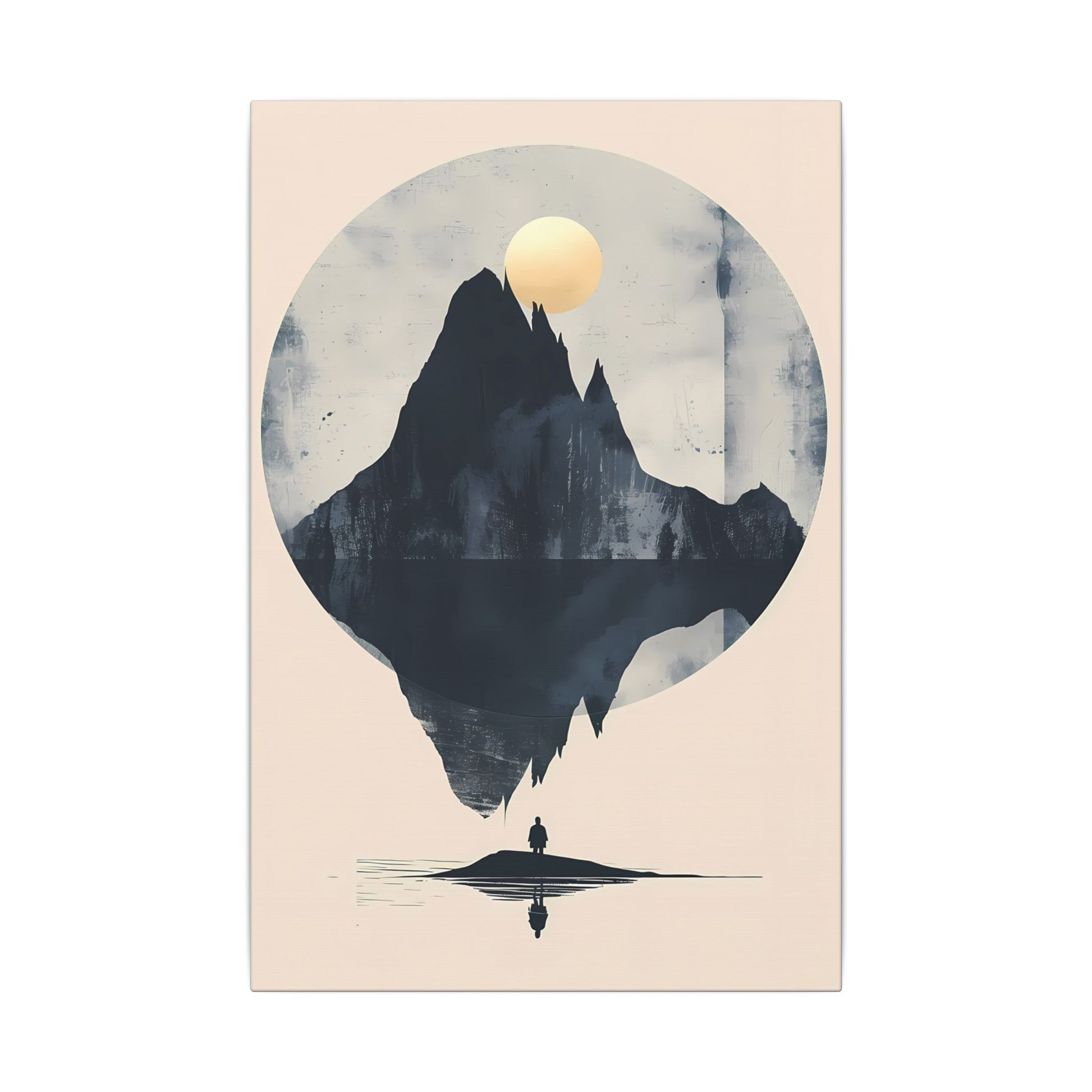 Golden Solstice Canvas Art: Abstract Mountain Reflection
