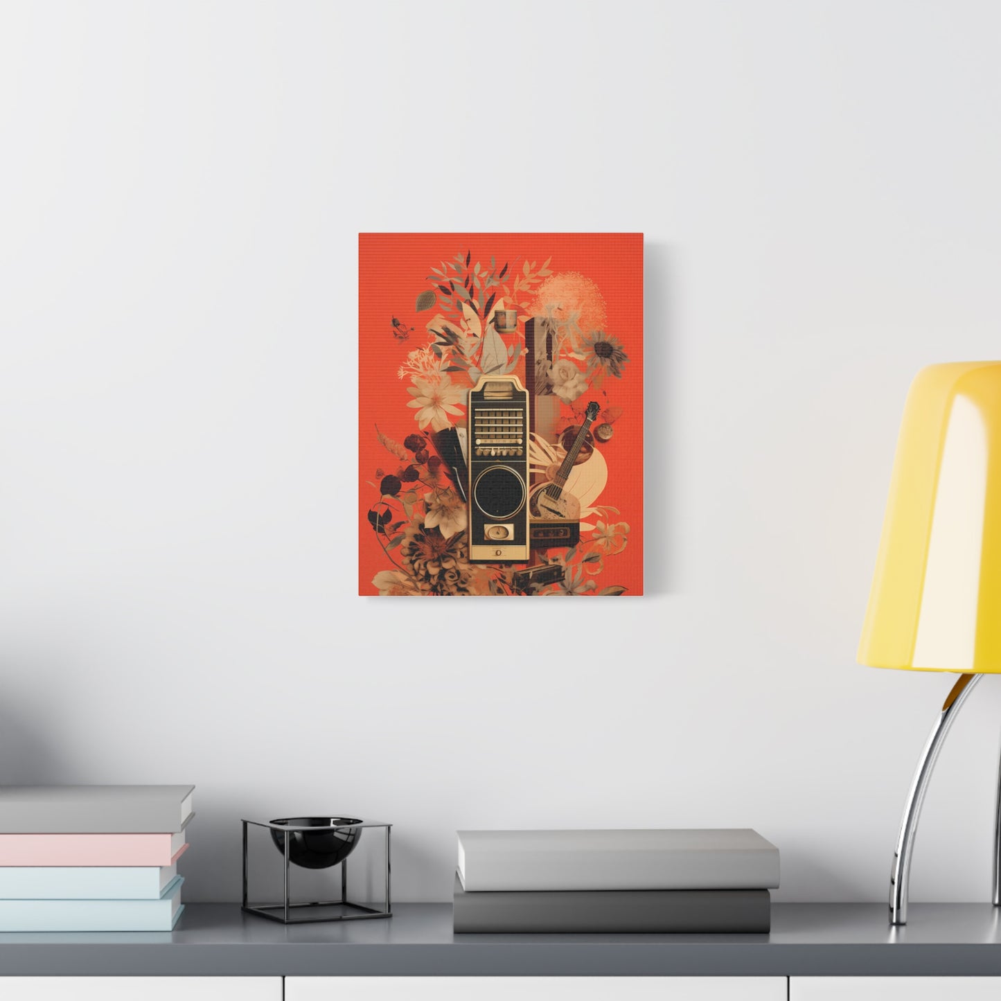 Vibrant Music-Themed Canvas Art, Floral Wall Decor
