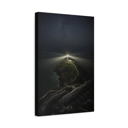 South Stack Milky Way By Photographer Gareth Mon Jones | Lighthouse Beam Beneath a Star-Filled Sky