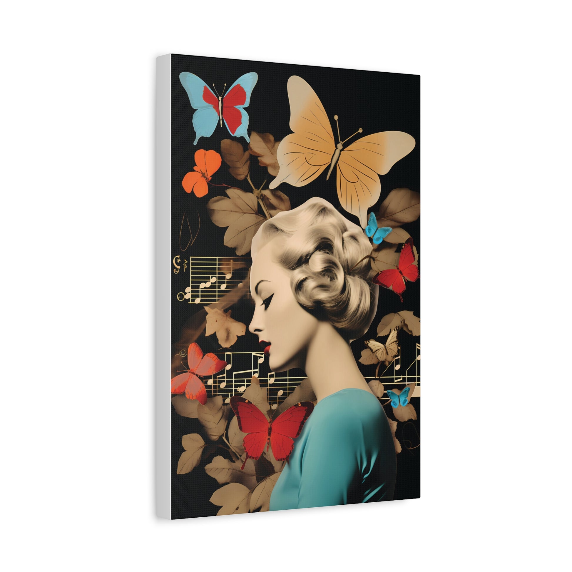 Elegant Butterfly Wall Art Canvas Print, Retro Home Decor