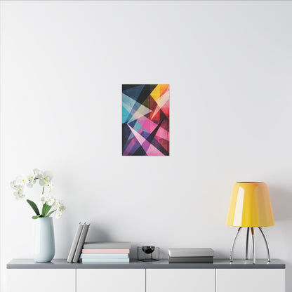 Prismatic Fusion Abstract Canvas Art: Geometric Color Burst