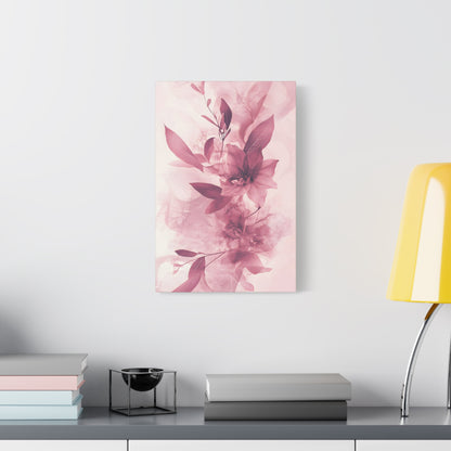 Blush Floral Canvas Wall Art — Pink Botanical Matte Stretched Canvas