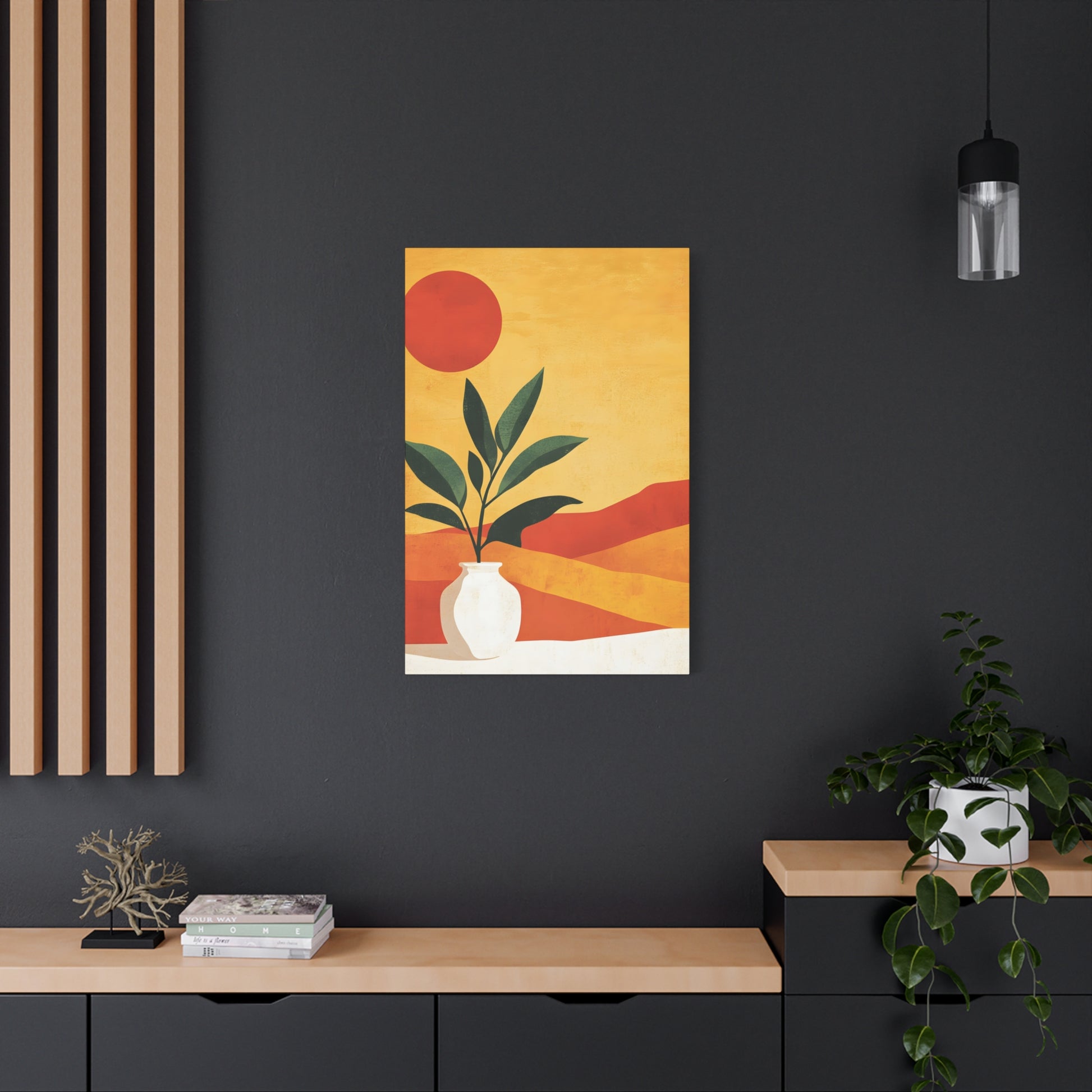 Desert Sun Plant Canvas — Matte Stretched Wall Art