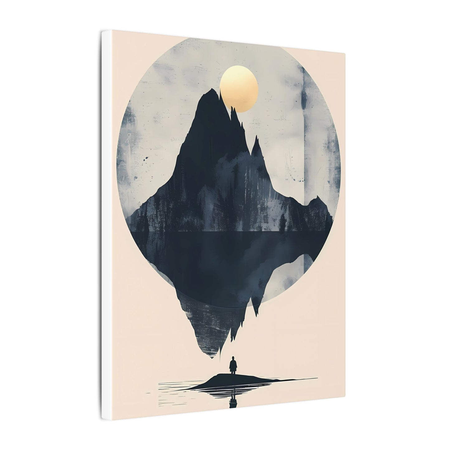 Golden Solstice Canvas Art: Abstract Mountain Reflection