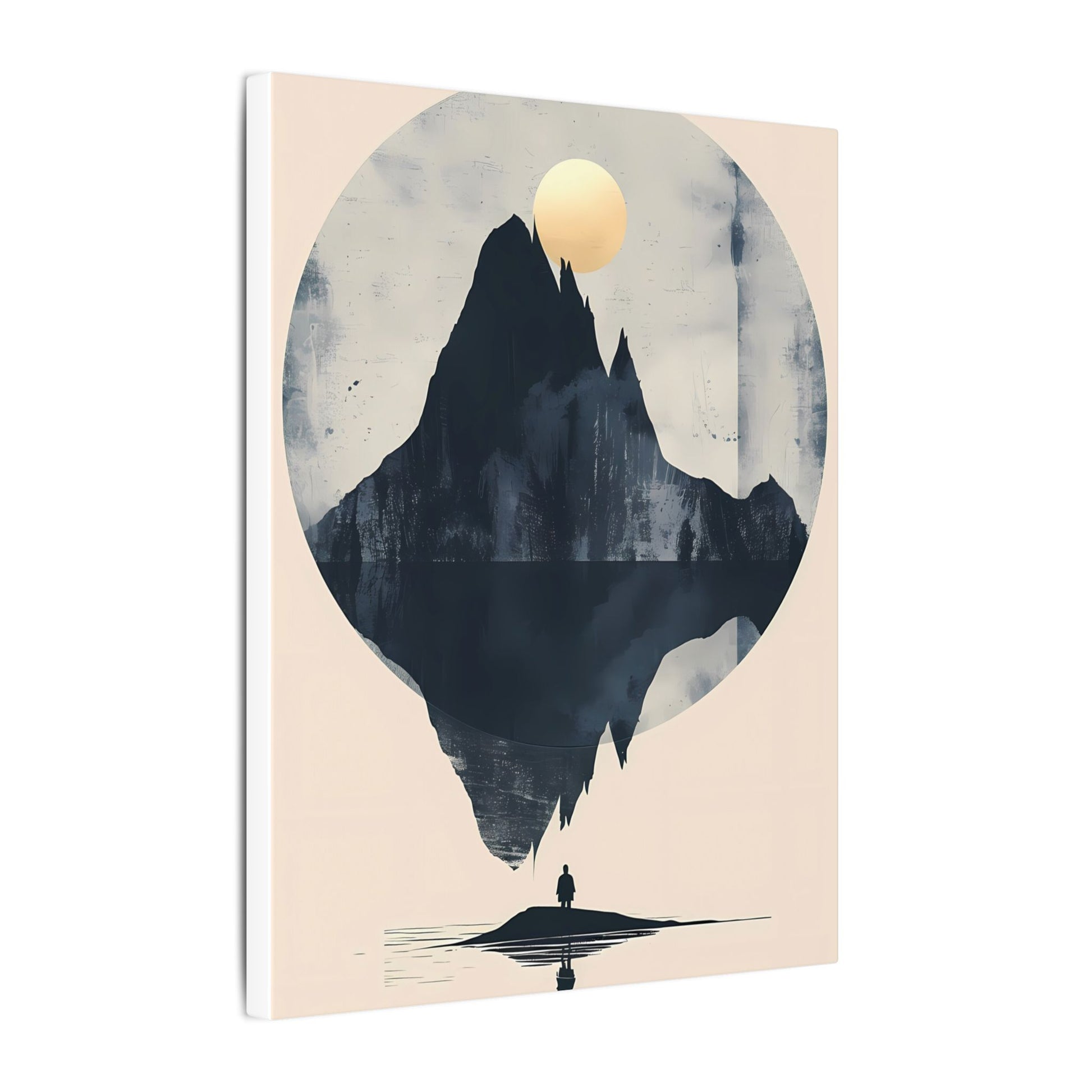 Golden Solstice Canvas Art: Abstract Mountain Reflection