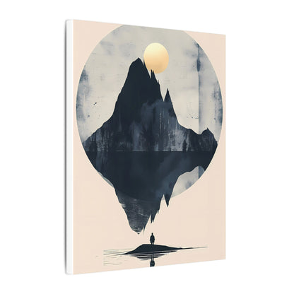 Golden Solstice Canvas Art: Abstract Mountain Reflection
