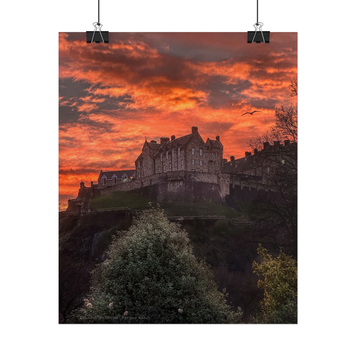 Edinburgh Castle at Sunset Fine Art Print by Photographer Fergus King