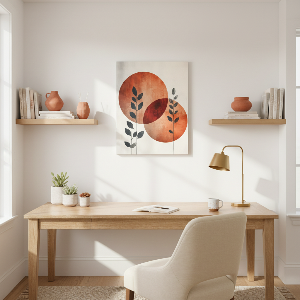 Abstract Botanical Canvas Print — Terracotta Circles Wall Art