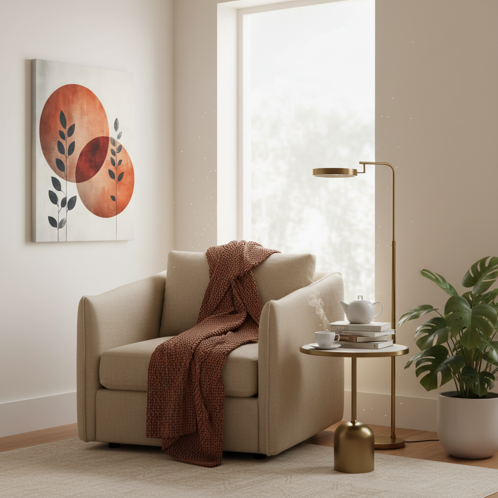 Abstract Botanical Canvas Print — Terracotta Circles Wall Art