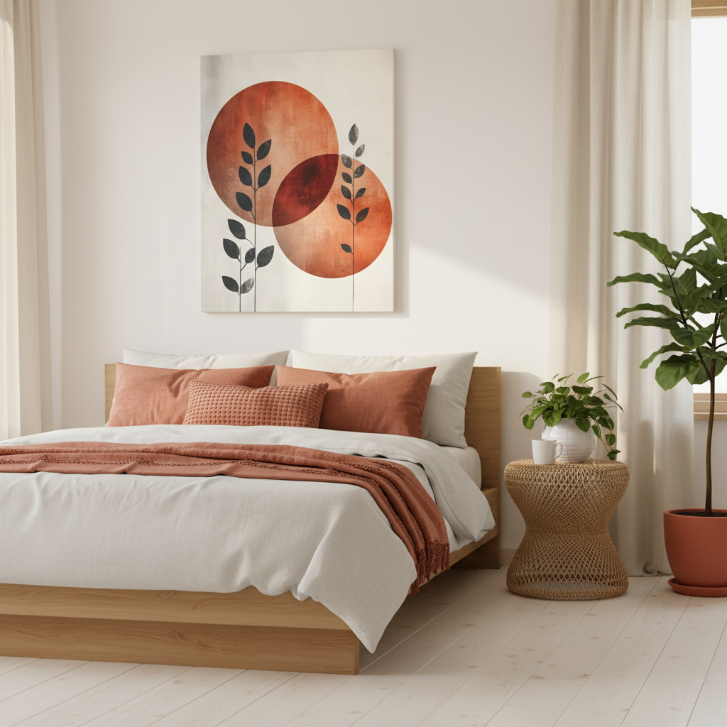 Abstract Botanical Canvas Print — Terracotta Circles Wall Art