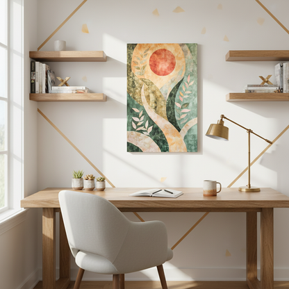 Abstract Botanical Sun Canvas Print — Matte Stretched Wall Art