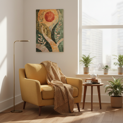 Abstract Botanical Sun Canvas Print — Matte Stretched Wall Art