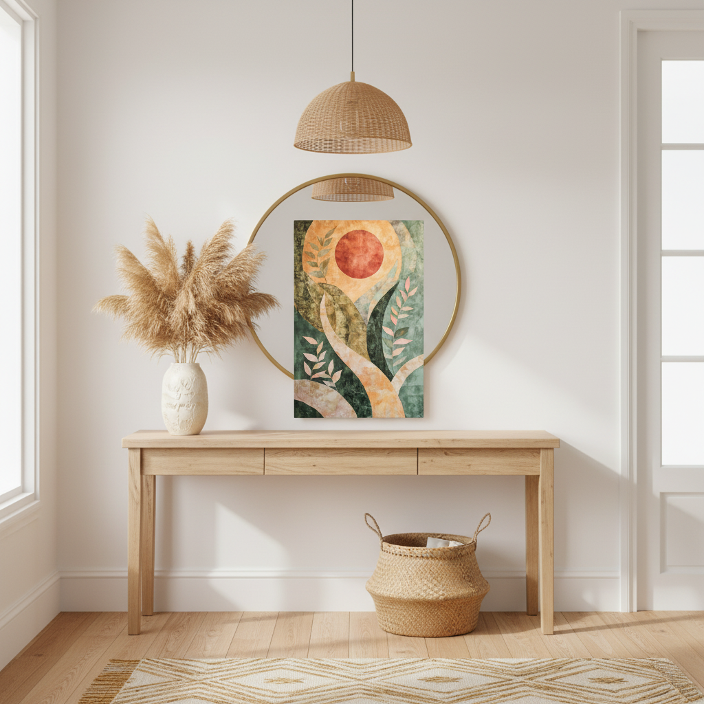 Abstract Botanical Sun Canvas Print — Matte Stretched Wall Art