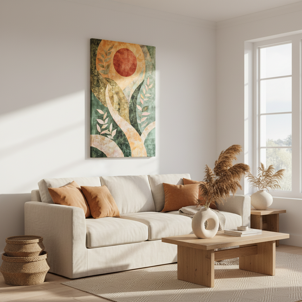 Abstract Botanical Sun Canvas Print — Matte Stretched Wall Art