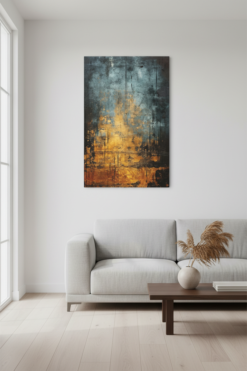 Abstract canvas in modern interior