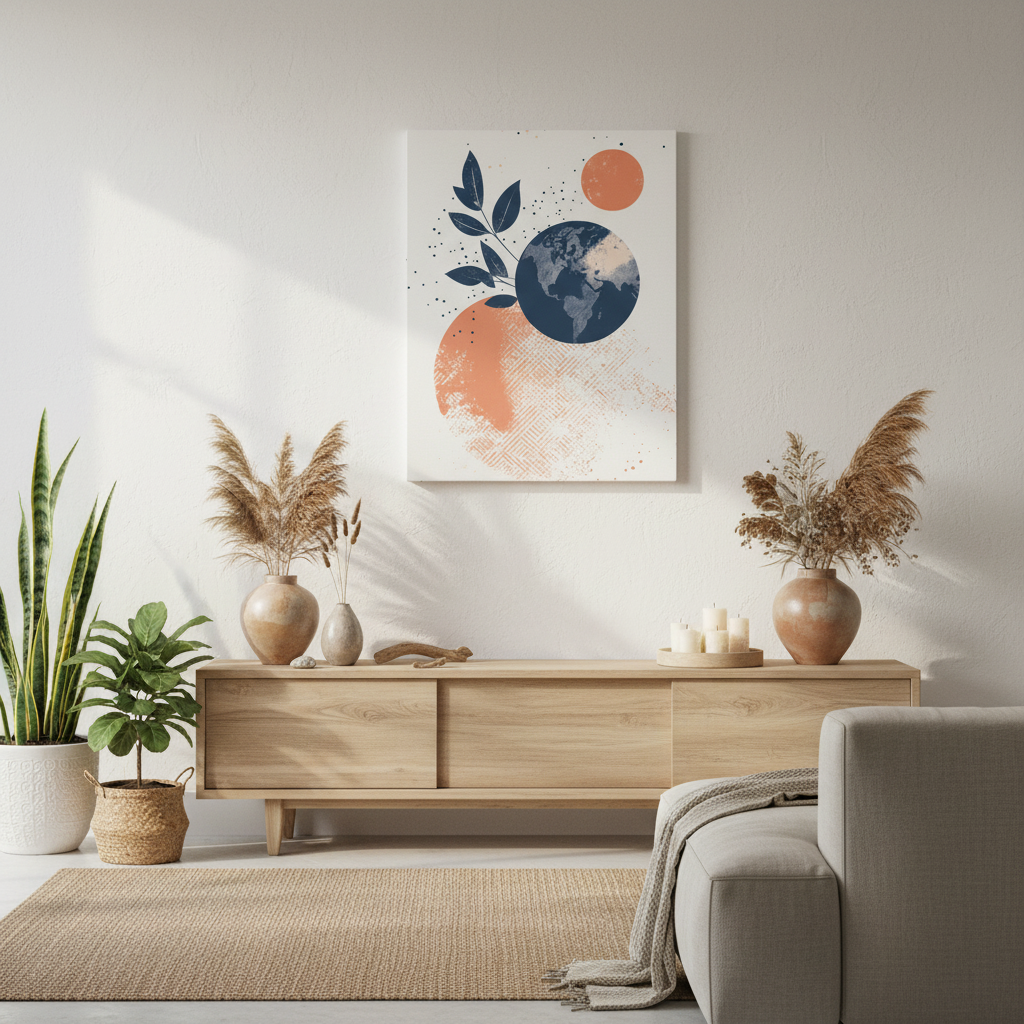 Abstract Earth Art Canvas Print — Botanical Planet Wall Decor