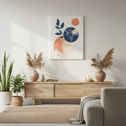 Abstract Earth Art Canvas Print — Botanical Planet Wall Decor