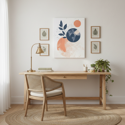 Abstract Earth Art Canvas Print — Botanical Planet Wall Decor