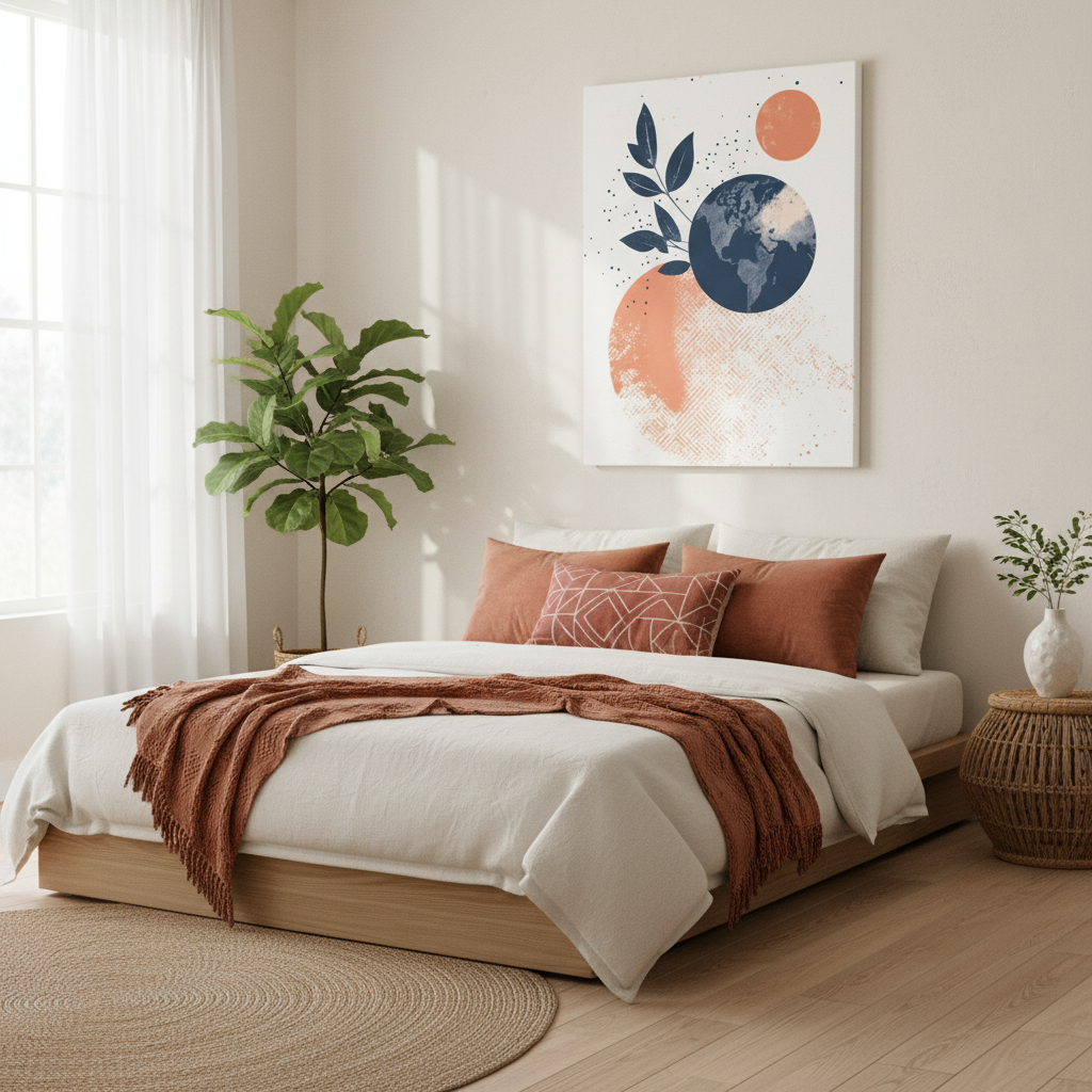 Abstract Earth Art Canvas Print — Botanical Planet Wall Decor