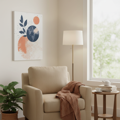 Abstract Earth Art Canvas Print — Botanical Planet Wall Decor