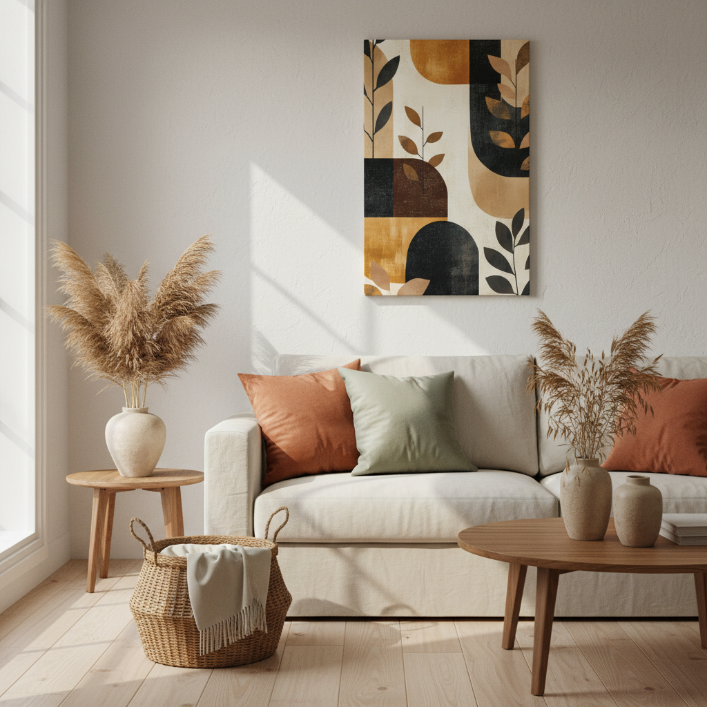 Abstract Earthtone Botanical Canvas