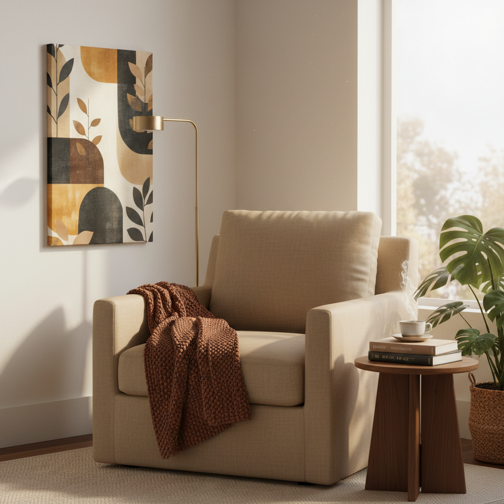 Abstract Earthtone Botanical Canvas