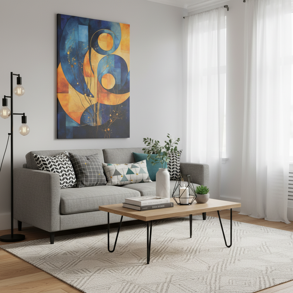 Abstract Geometric Canvas Art, Modern Wall Decor,