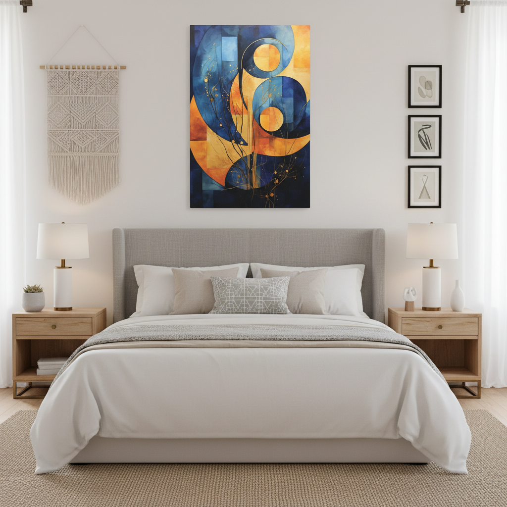 Abstract Geometric Canvas Art, Modern Wall Decor,