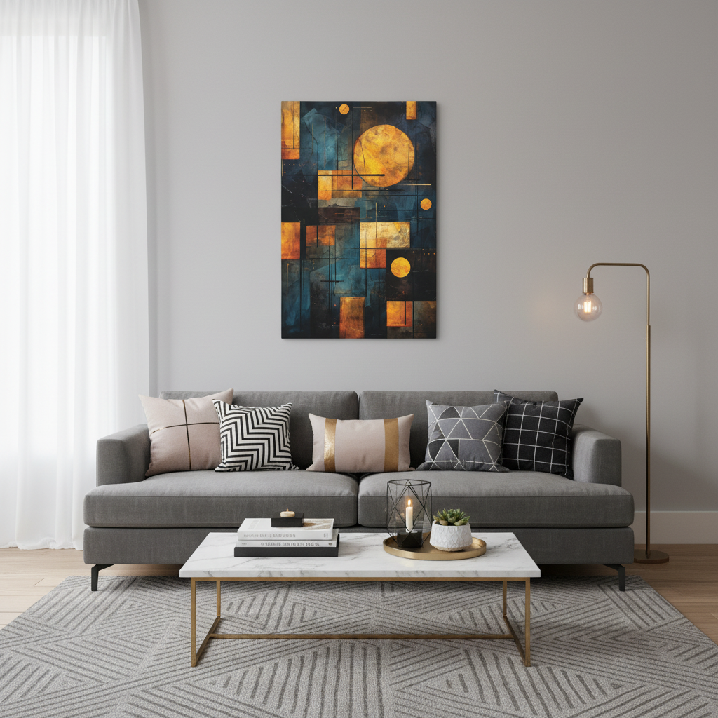 Abstract Geometric Wall Art Canvas Print, Modern Home Decor