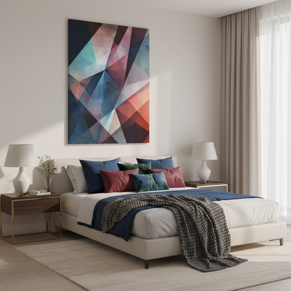 Abstract Shards Canvas Art: Deep Hues and Prismatic Depth