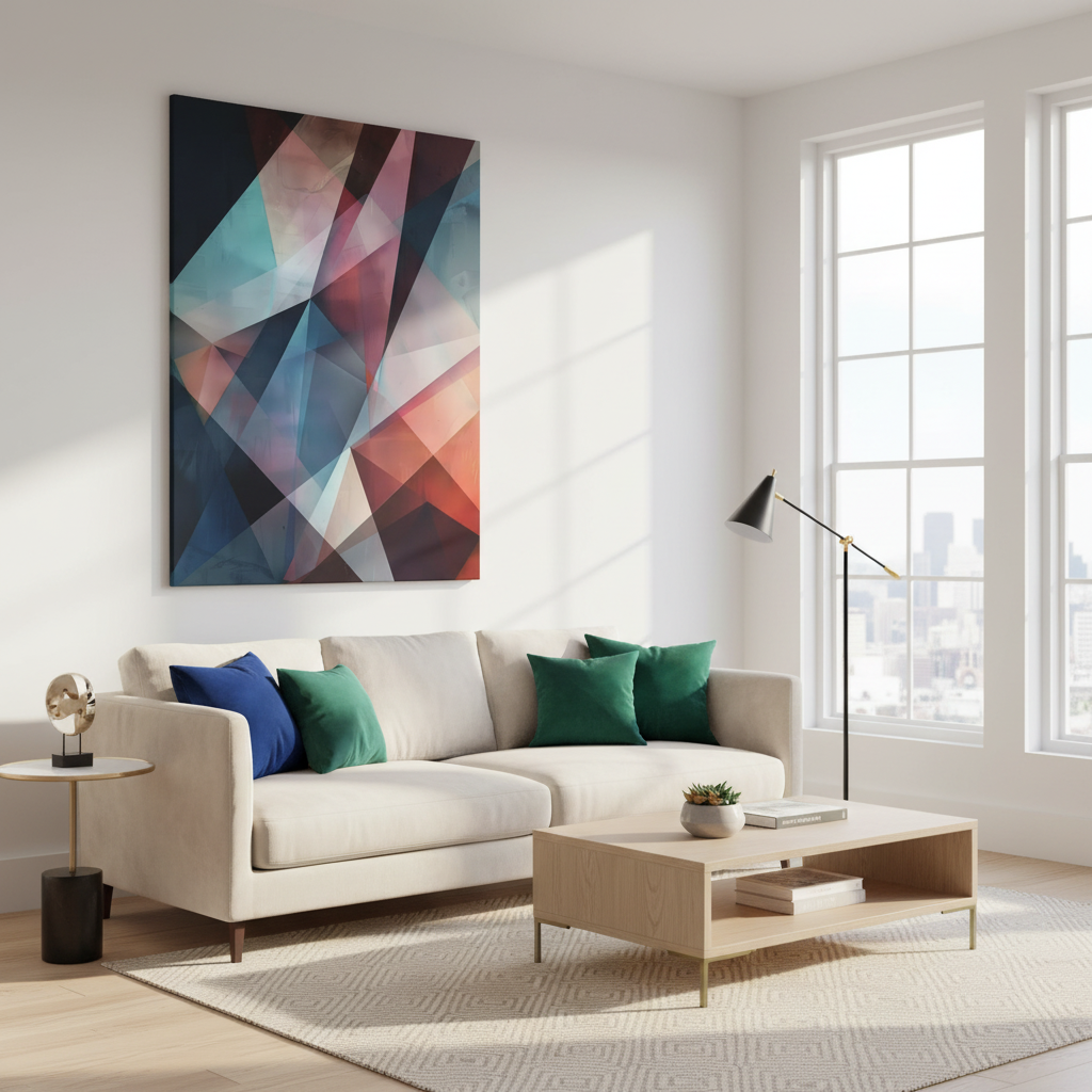 Abstract Shards Canvas Art: Deep Hues and Prismatic Depth
