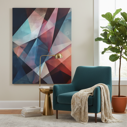 Abstract Shards Canvas Art: Deep Hues and Prismatic Depth