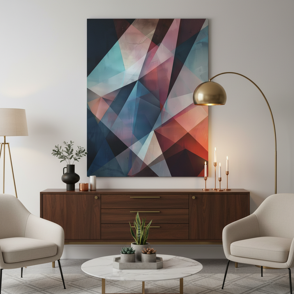 Abstract Shards Canvas Art: Deep Hues and Prismatic Depth