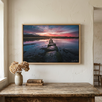 Afon Braint Ynys in November By Photographer Gareth Mon Jones | Autumn Sunset Over the Stepping Stones