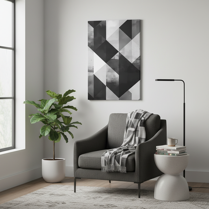 Architectural Balance — Monochrome Abstract Geometric Print