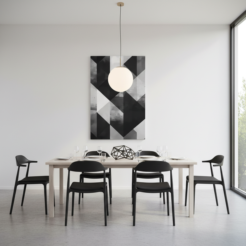 Architectural Balance — Monochrome Abstract Geometric Print