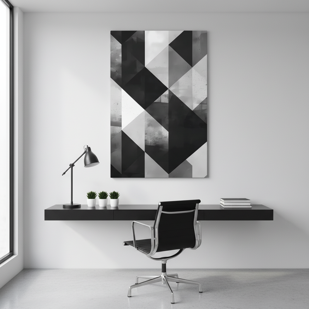 Architectural Balance — Monochrome Abstract Geometric Print