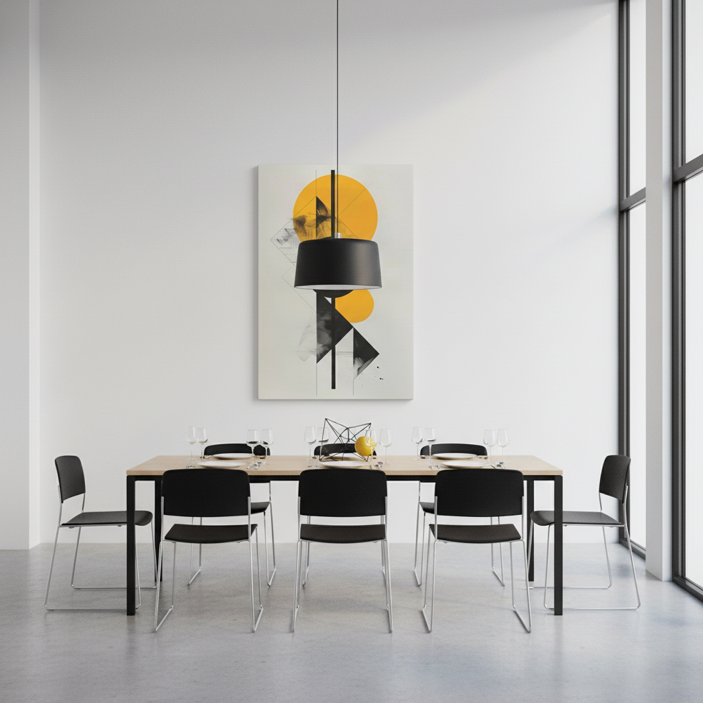 Bauhaus Circles — Yellow and Black Minimalist Print