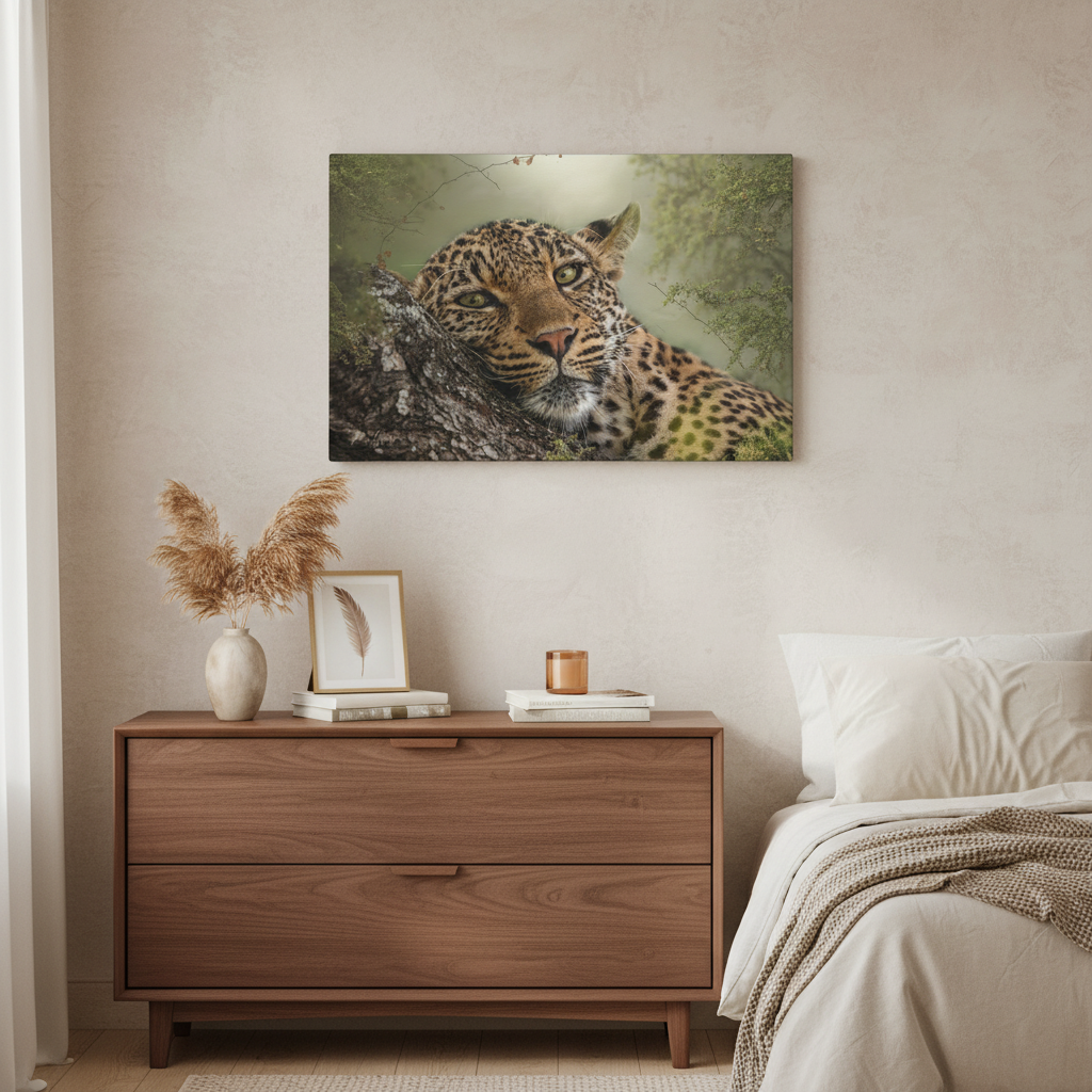 Eye‑to‑Eye with Elegance: Leopard in Tree — By Photographer Patsy Weingart