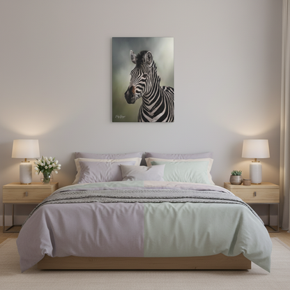 Zebra Portrait in Pastel Light – African Wildlife Canvas Print by Photographer Patsy Weingart
