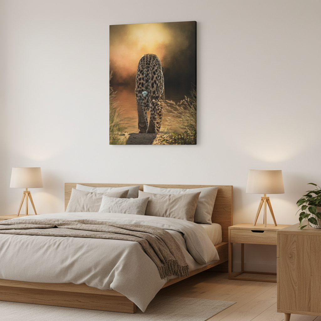 Twilight Approach – Leopard by the Water by Photographer Patsy Weingart