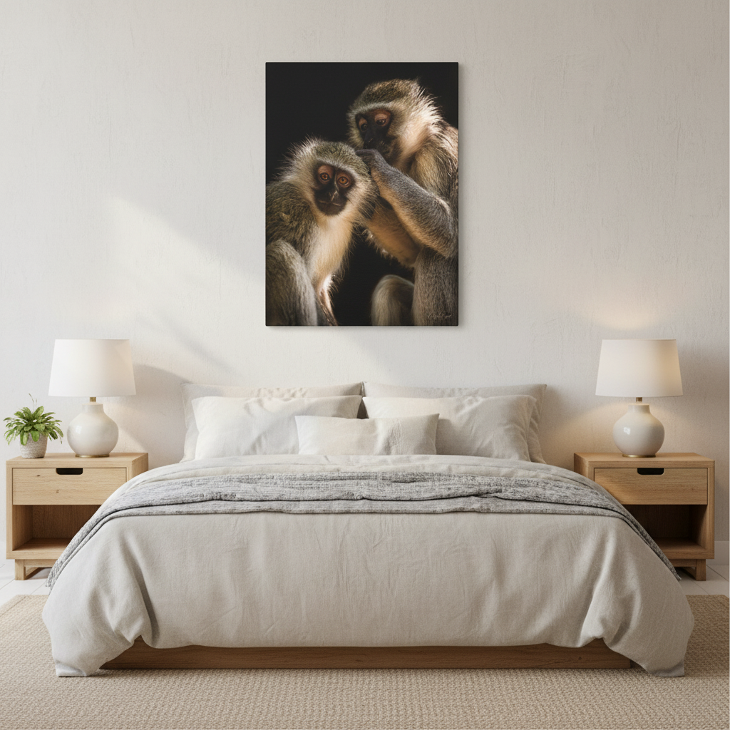 Monkey Companions – Intimate Wildlife Portrait Canvas by Photographer Patsy Weingart