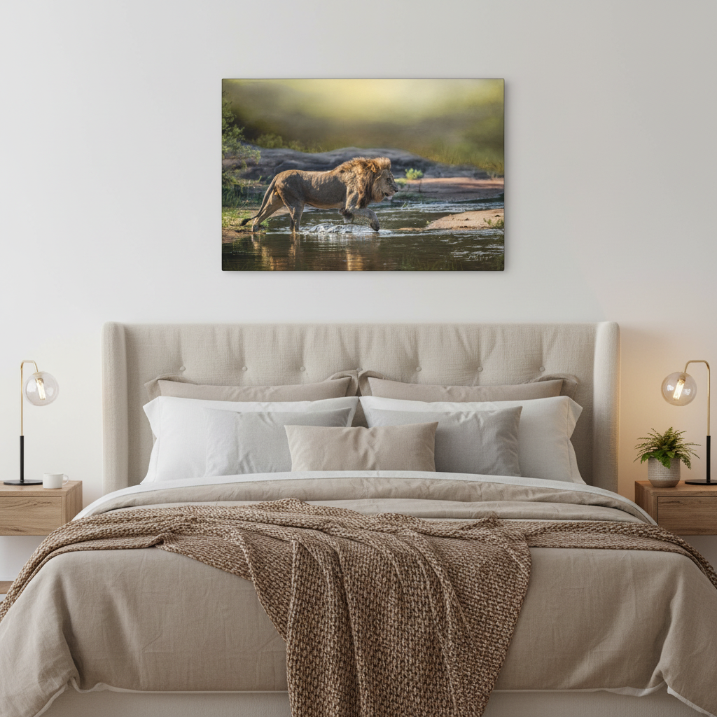 Stalking Lion at the Water’s Edge – By Photographer Patsy Weingart