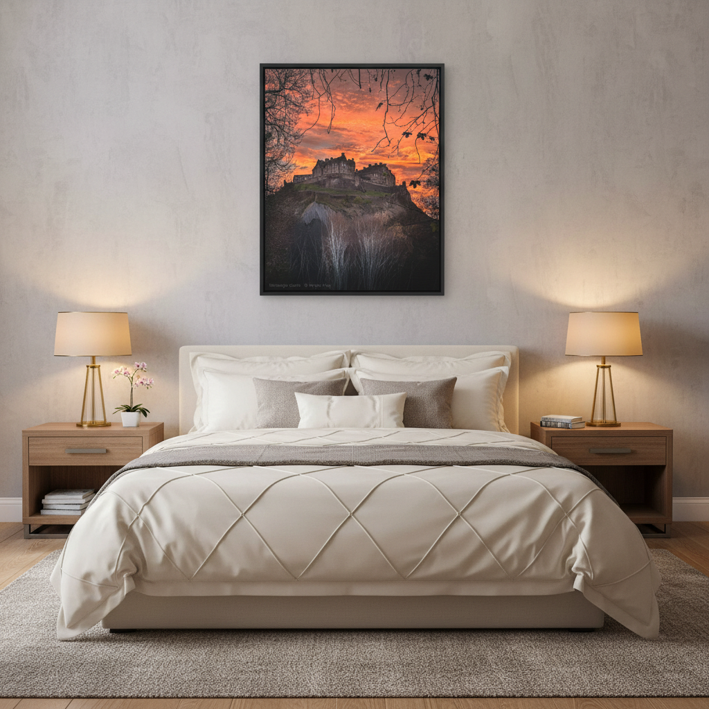 Edinburgh Castle Sunset - Matte Canvas Print By Photographer Fergus King
