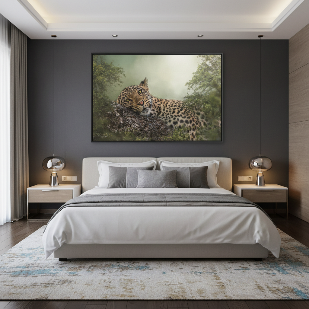 Eye‑to‑Eye with Elegance: Leopard in Tree — By Photographer Patsy Weingart