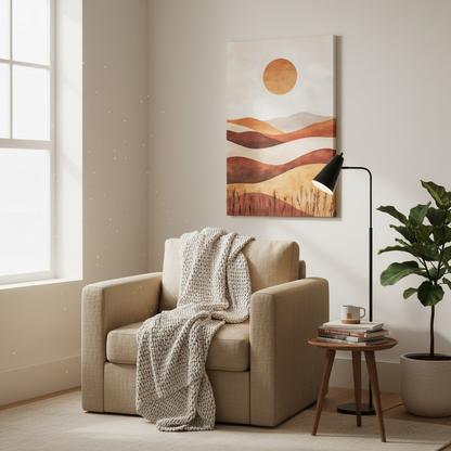 Boho Landscape Canvas Wall Art, Modern Home Decor