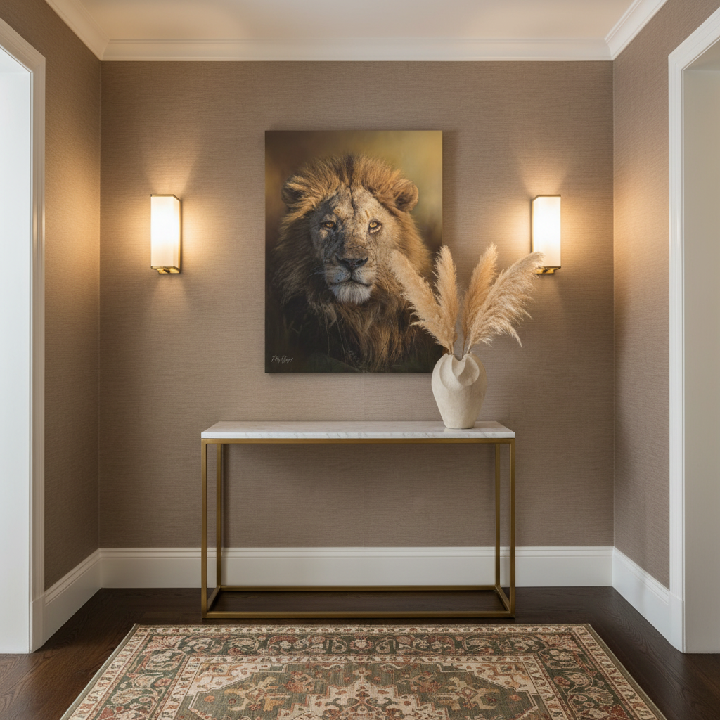 Majestic Lion in Golden Light – By Photographer Patsy Weingart