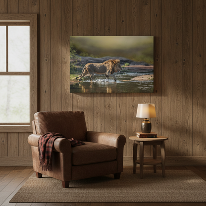 Stalking Lion at the Water’s Edge – By Photographer Patsy Weingart