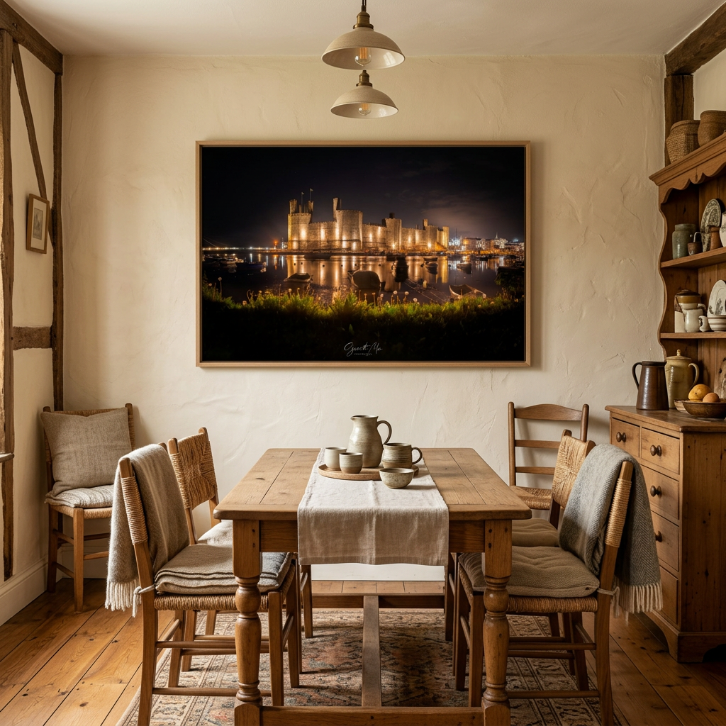 Caernarfon Castle at Night By Photographer Gareth Mon Jones | Illuminated Castle Reflections on the Menai Strait
