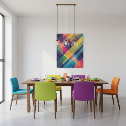 Chromatic Explosion Canvas Art: Abstract Geometric Overlap
